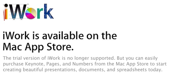 iWork Trial Discontinued