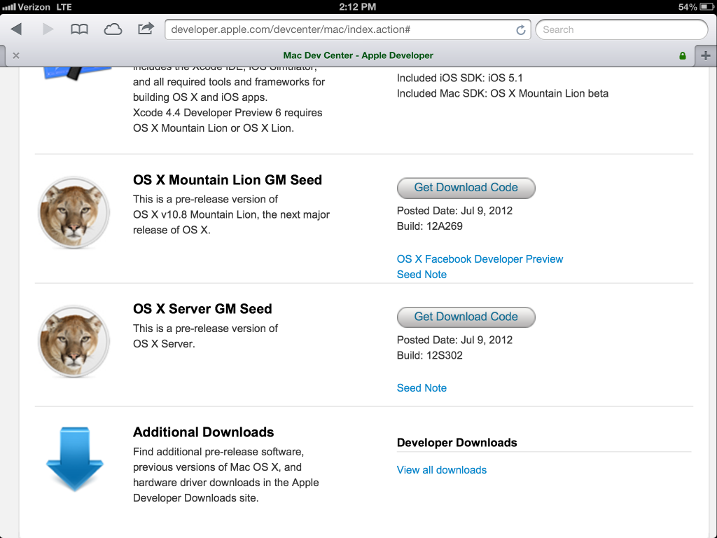 OS X 10.8 Mountain Lion Golden Master