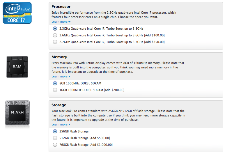Retina MacBook Pro Konfigurácia